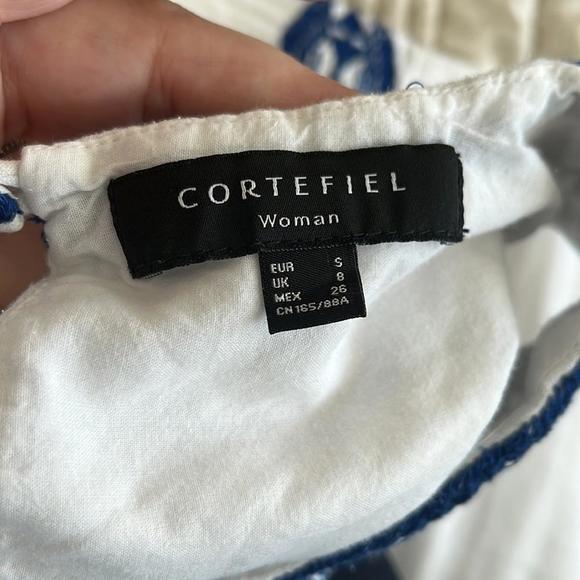Cortefiel white dress blue embroidery - Picture 7 of 7